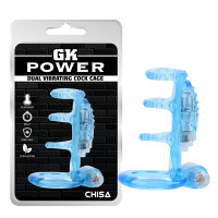 Насадка на член из четырех эрекционных колец Chisa GK Power с вибрацией, голубая Насадка на член из четырех эрекционных колец Chisa GK Power с вибрацией, голубая