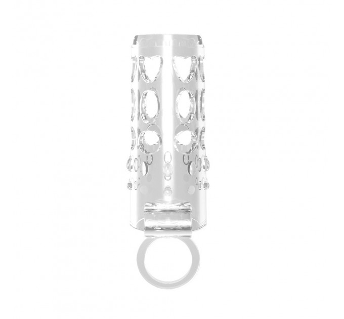 Насадка на член рельєфна Chisa Get Lock з кільцем на мошонку та місцем для вібропулі, прозора
