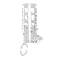 Насадка на член рельєфна Chisa Get Lock з кільцем на мошонку та місцем для вібропулі, прозора