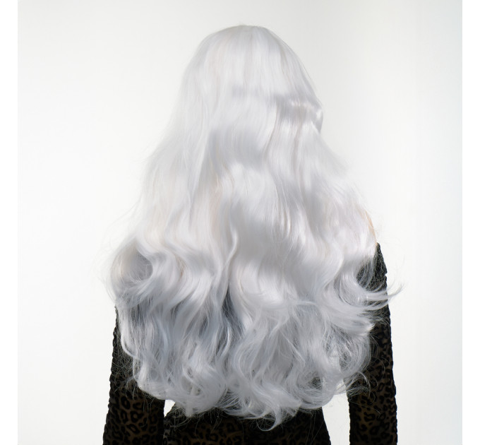 Парик длинный вьющийся с челкой Fetish Hair белый, 70 см