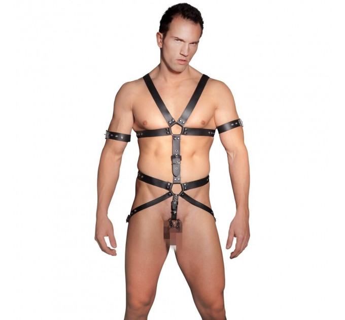 Портупея мужская кожа ZADO FETISH с кольцом для поддержания эрекции, S/M