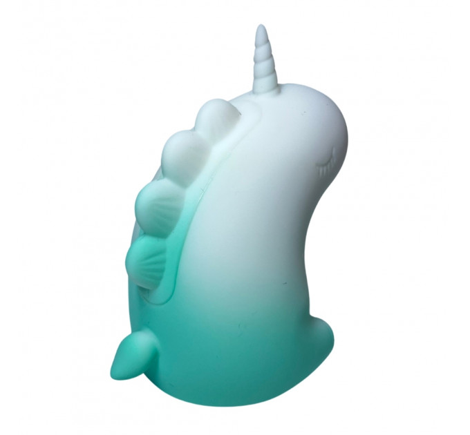 Стимулятор клитора с пульсацией UNIVIBE Единорог, 5 режимов, градиент бело-зелёный