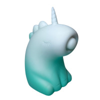 Стимулятор клітора з пульсацією UNIVIBE Єдиноріг, 5 режимів, градієнт біло-зелений