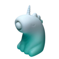 Стимулятор клітора з пульсацією UNIVIBE Єдиноріг, 5 режимів, градієнт біло-зелений