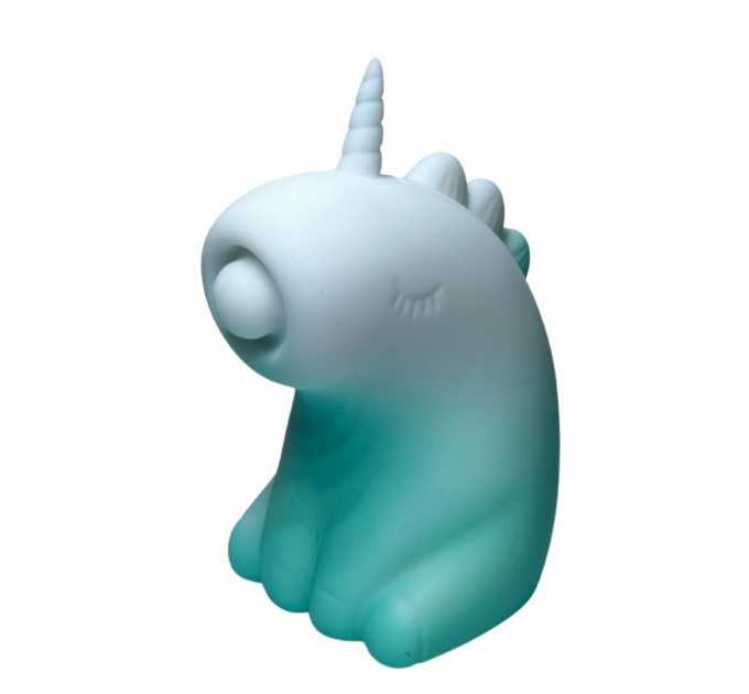 Стимулятор клитора с пульсацией UNIVIBE Единорог, 5 режимов, градиент бело-зелёный