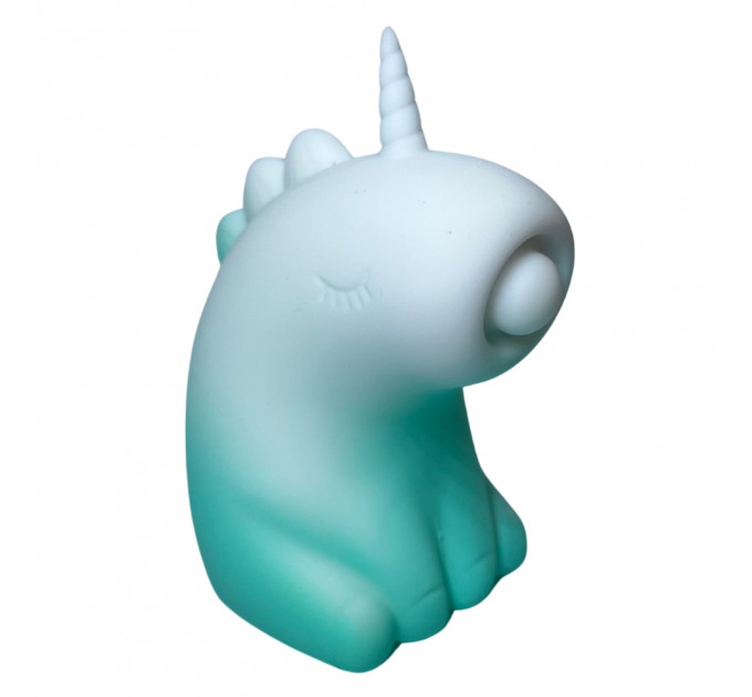 Стимулятор клитора с пульсацией UNIVIBE Единорог, 5 режимов, градиент бело-зелёный