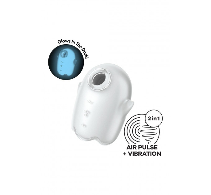 Вакуумный вибратор Satisfyer Glowing Ghost светится в темноте, белый, 8.4 см