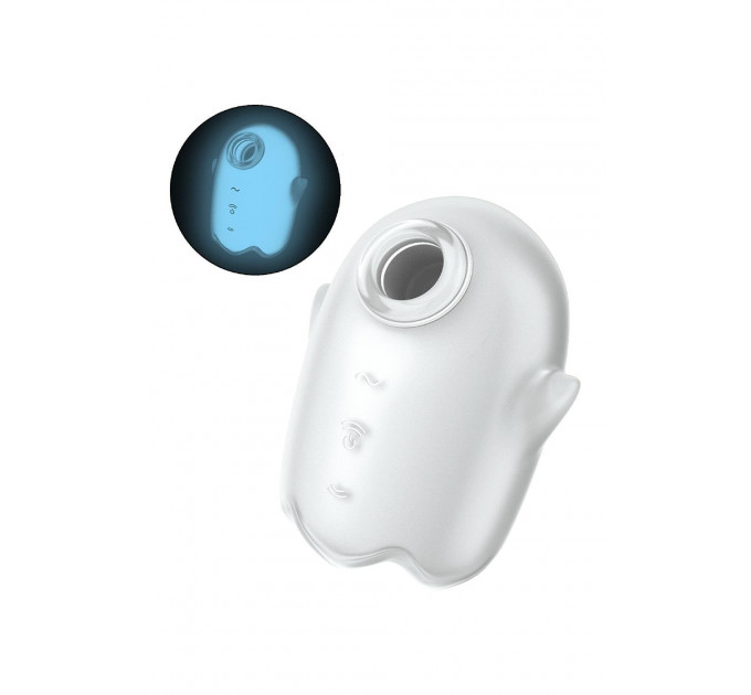 Вакуумный вибратор Satisfyer Glowing Ghost светится в темноте, белый, 8.4 см
