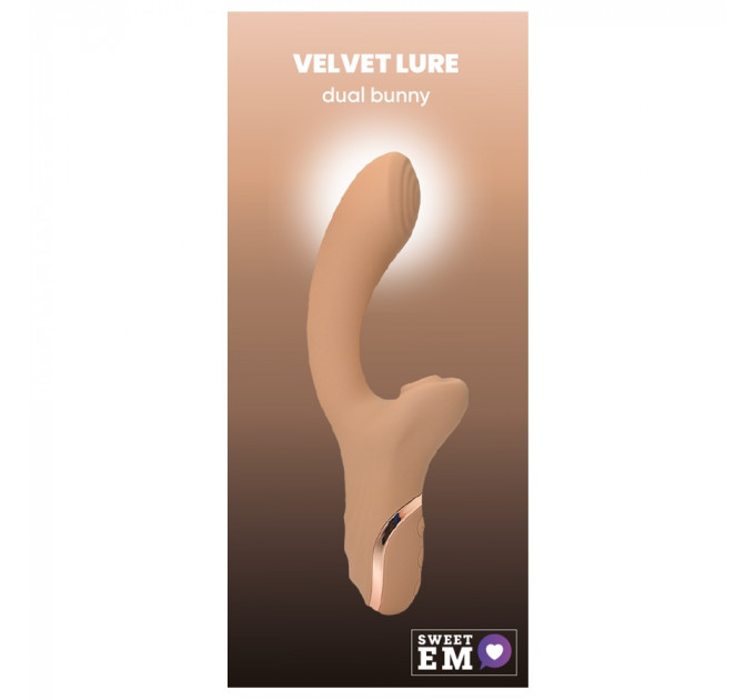 Вибратор для точки G с вакуумным стимулятором клитора Sweet Em Velvet Lure бежевый