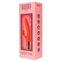 Вибратор кролик Every Night Toys с отростком для стимуляции клитора, красный