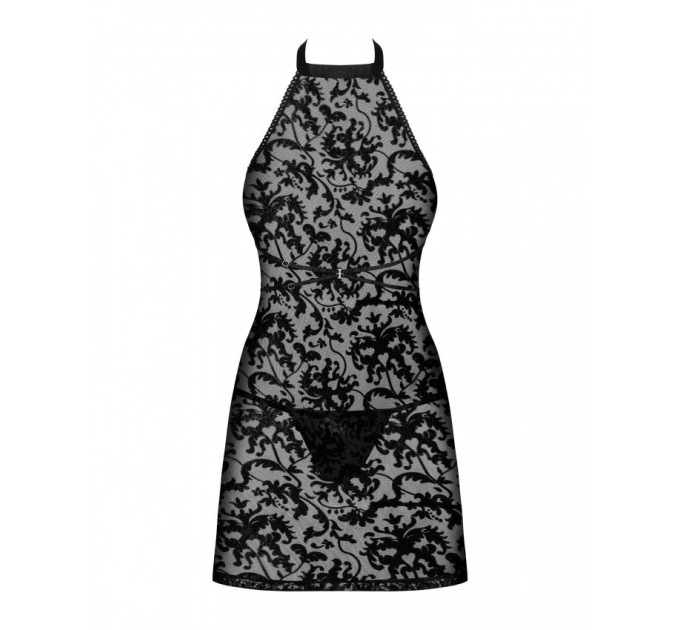 Рубашка з трусиками Obsessive Softily chemise 2XL/3XL Чорний