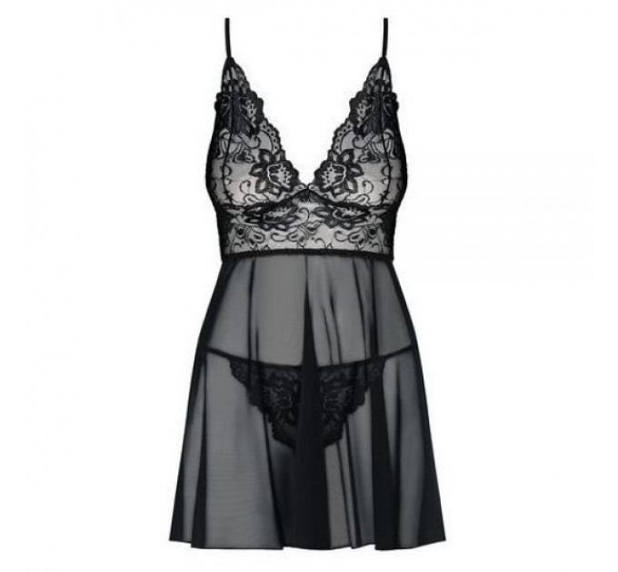 Пеньюар Obsessive Imperia babydoll L/XL черный