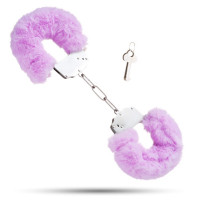 Наручники металлические Roomfun с толстым фиолетовым мехом S&M CuffS