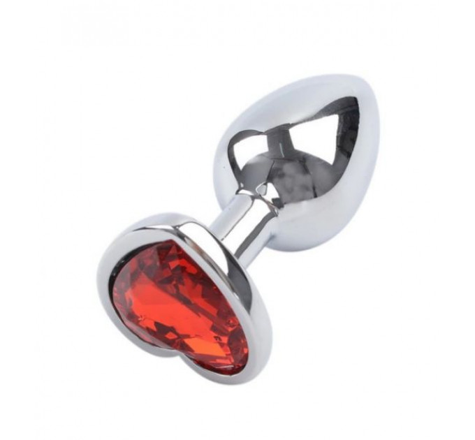 Анальная пробка Silver Metaall Heart Red, S