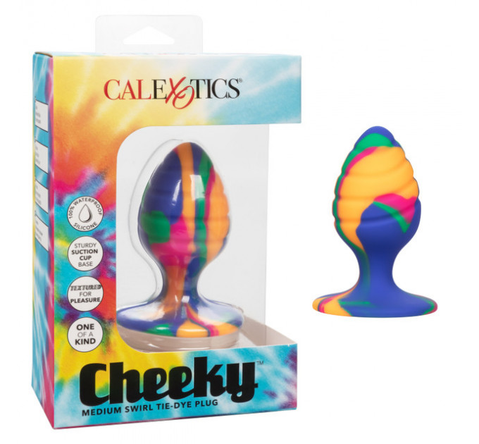 Анальная пробка рельефная, M, на присоске California Exotic Novelties разноцветная