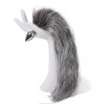 Анальная пробка с хвостом Anal plug faux fur fox tail light grey polyeste