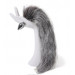 Анальная пробка с хвостом Anal plug faux fur fox tail light grey polyeste