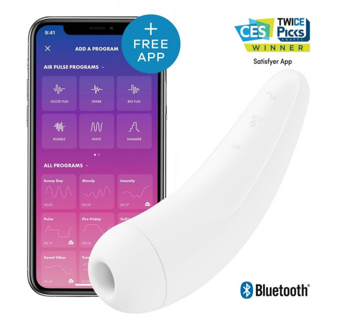 T360113 Бесконтактный стимулятор клитора SATISFYER CURVY2+ WHITE