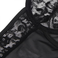 Боди кружевное Star Night с доступом и гартером, черное, XL-XXL