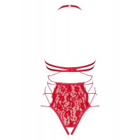 Боди с открытым бюстом и доступом Obsessive Rediosa красный, S/M