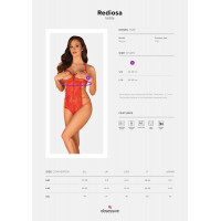 Боди с открытым бюстом и доступом Obsessive Rediosa красный, S/M