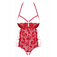 Боди с открытым бюстом и доступом Obsessive Rediosa красный, S/M