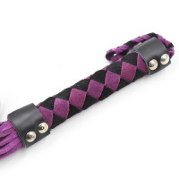 Флогер шкіра leather DS Fetish flogger Purple Black 38 cm