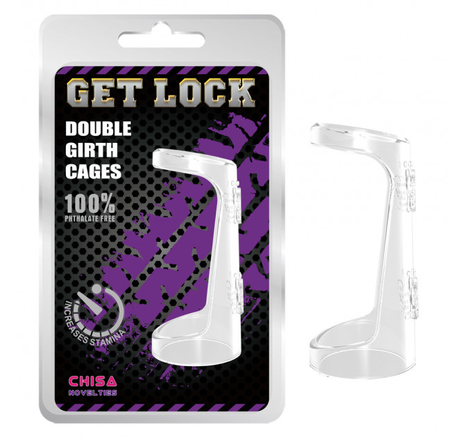 Эрекционное кольцо Chisa Get Lock Double Girth Cages с двумя креплениями, прозрачное