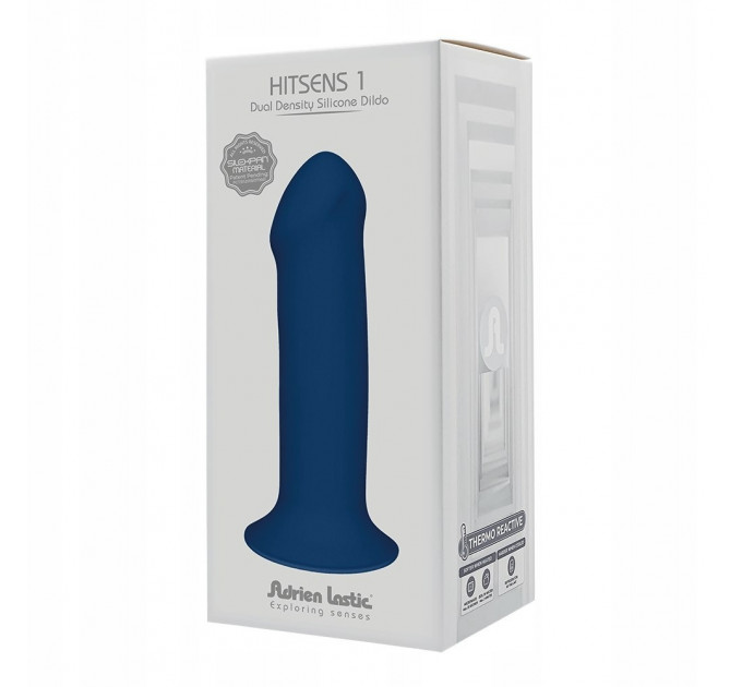 Фаллоимитатор термореактивный Adrien Lastic Hitsens 1 на присоске, синий