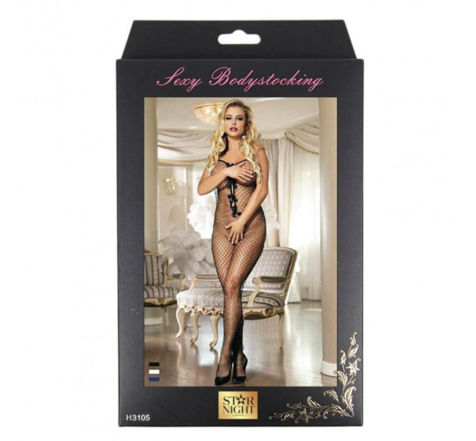 Комбинезон в крупную сетку Star Night Fishnet Bowknot Bodystocking синий, XS-M
