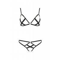 Комплект белья со стреп-лентами NICKY SET black S/M - Passion