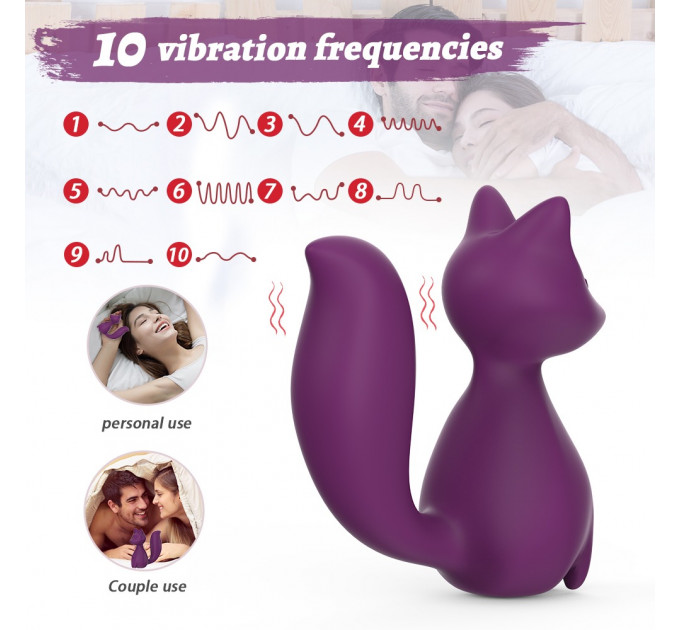 Міні-вібратор кліторальний Every Night Toys Doris у формі лисиці фіолетовий, 10 режимів вібрації