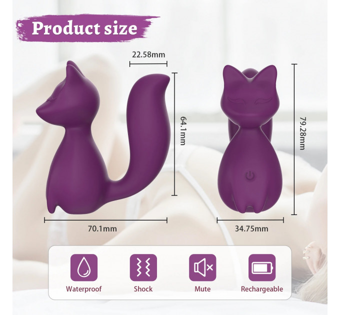 Міні-вібратор кліторальний Every Night Toys Doris у формі лисиці фіолетовий, 10 режимів вібрації