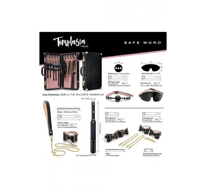 Набор для БДСМ в чемодане, 10 предметов Temptasia Safe Word Bondage Kit With Suitcase Black