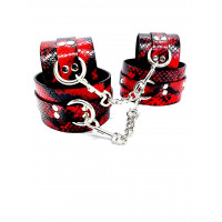 Наручники та поножі червоно-чорні під шкіру змії