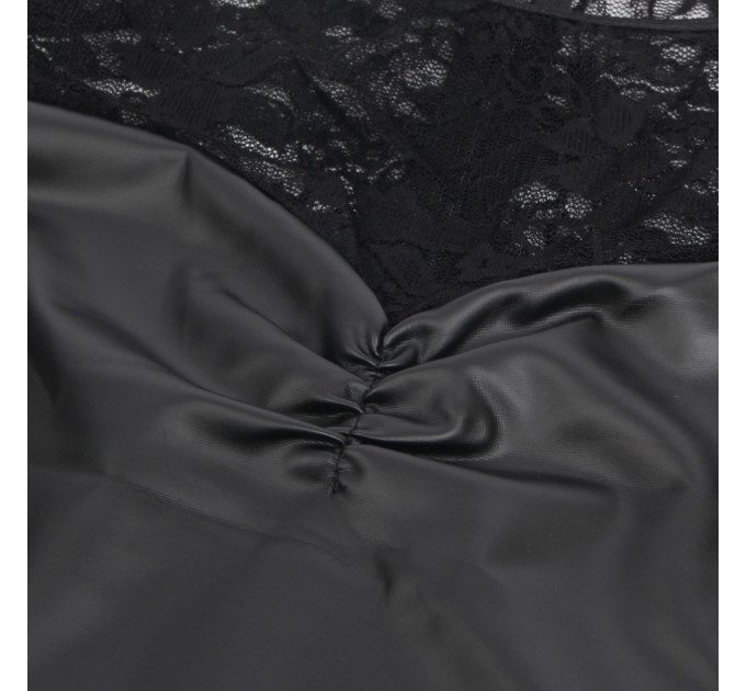 Сукня з мереживом Star Night з імітацією шкіри, чорна, S