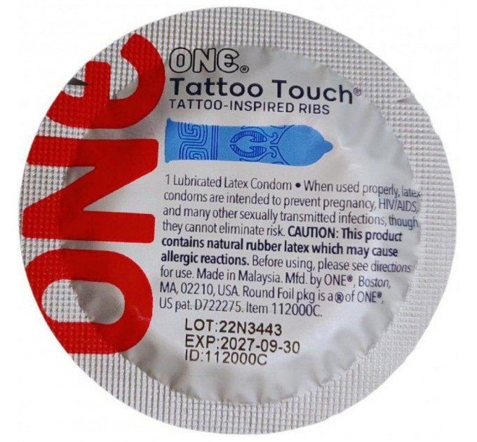 Набор презервативов 5шт One Tattoo Touch синие, 5 штук