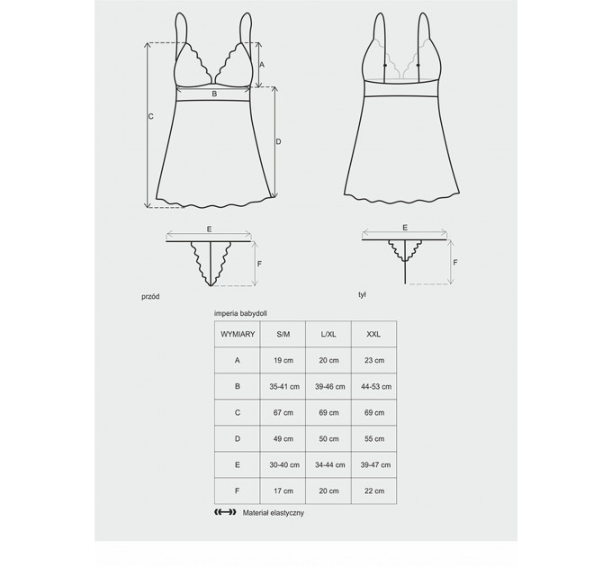 Пеньюар Obsessive Imperia babydoll L/XL черный