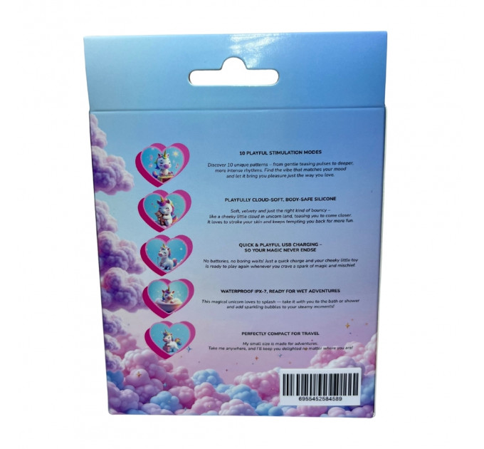 Стимулятор клитора с язычком UNIVIBE Единорог, 10 режимов, градиент бело-фиолетовый