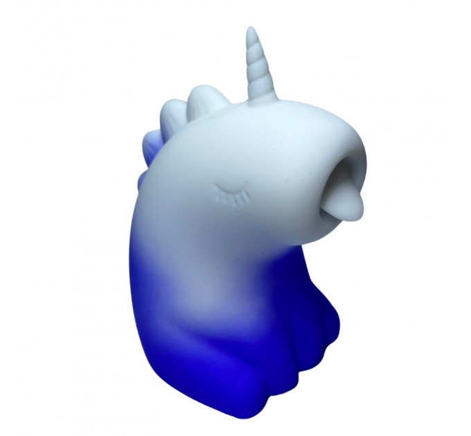 Стимулятор клитора с язычком UNIVIBE Единорог, 10 режимов, градиент бело-фиолетовый