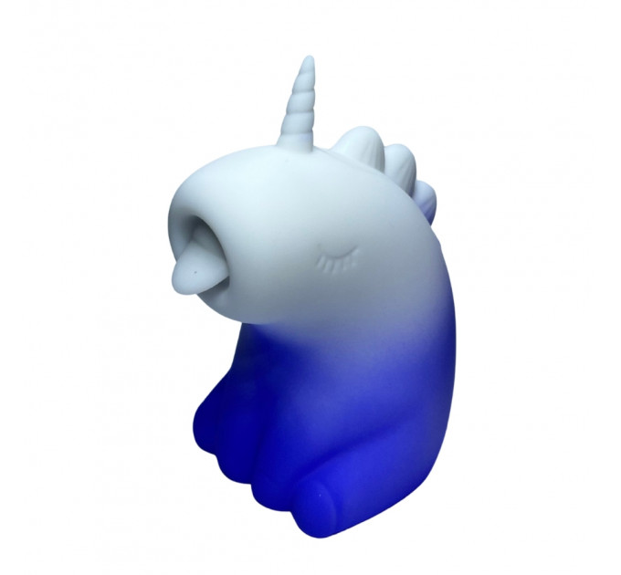 Стимулятор клитора с язычком UNIVIBE Единорог, 10 режимов, градиент бело-фиолетовый