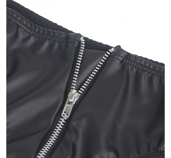 Труси на блискавці StarNight з екошкіри, чорні, L