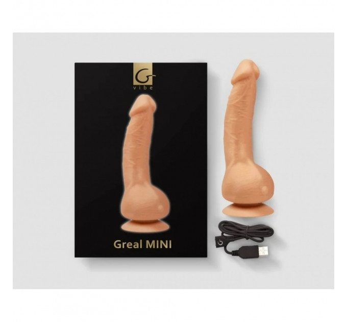 Вибратор реалистичный на присоске Greal Mini Gvibe, бежевый, 18 х 3 см