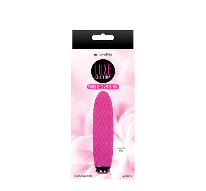 Вибропуля с ромбовидным рельефом NS Novelties Luxe Compact Vibe Princess Pink, розовый
