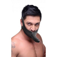 Страпон на голову Master Series Face Fuck Strap On Mouth Gag из черного латекса