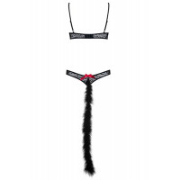 Костюм боді кішки чорний obsessive 3 предмета GEPARDINA S / M
