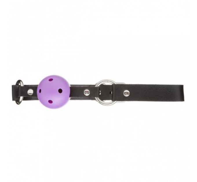 Кляп из экокожи Loveshop Latex BREATHABLE BALL GAG BLACK/PURPLE