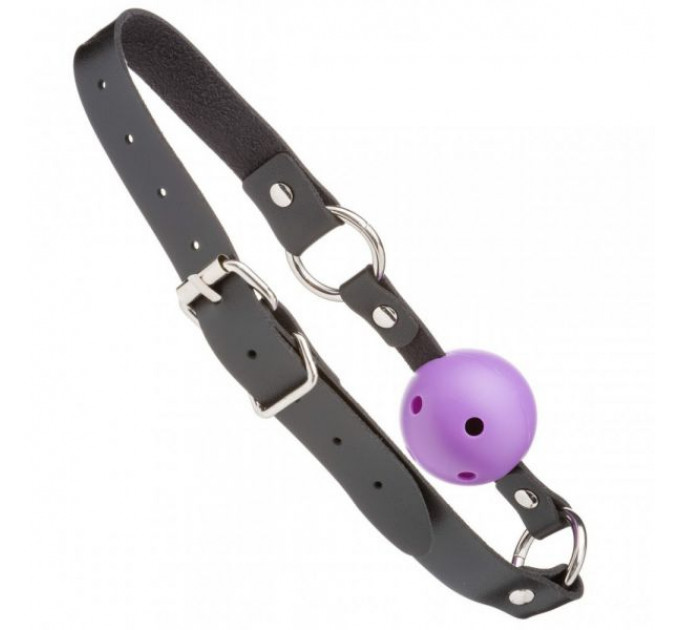Кляп из экокожи Loveshop Latex BREATHABLE BALL GAG BLACK/PURPLE