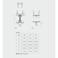 Костюм боді кішки чорний obsessive 3 предмета GEPARDINA S / M