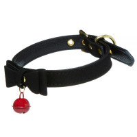 Нашийник з бантиком та дзвіночком замшевий DS Fetish Bow and Bell, чорний